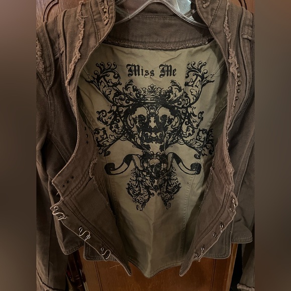 EUC vintage Miss Me olive and brass military style cropped jacket, size L ❤️ - Picture 4 of 4